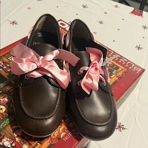 Jeffrey Campbell Brown Flats with Pink Ribbon